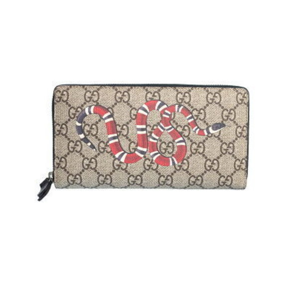Gucci Snake GG Supreme Canvas Zip Wallet Long - Picture 1 of 5